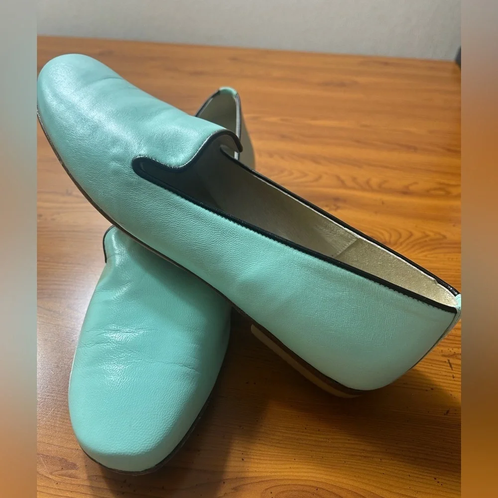 French Sole FS/NY Green Leather Ballet Flats